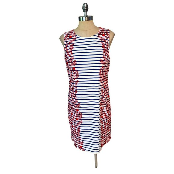 Boden Porto Stripe Floral Vine Shift Dress US 10 fits 8 - Picture 2 of 6